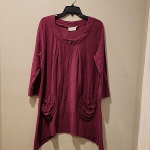 🎅Adini Women's Cranberry Tunic with Pockets M/L